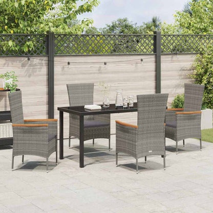 Garten Essgruppe mit Kissen 5 pcs Grau Poly Rattan