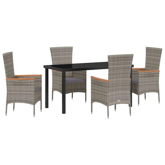 Garten Essgruppe mit Kissen 5 pcs Grau Poly Rattan