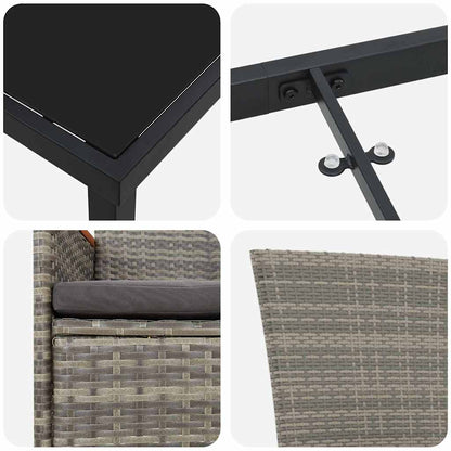 Garten Essgruppe mit Kissen 5 pcs Grau Poly Rattan