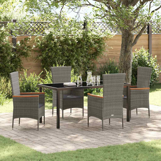 Garten Essgruppe mit Kissen 5 pcs Grau Poly Rattan