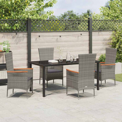 Garten Essgruppe mit Kissen 5 pcs Grau Poly Rattan