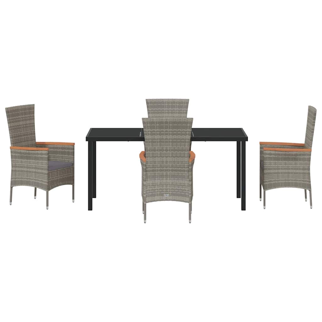 Garten Essgruppe mit Kissen 5 pcs Grau Poly Rattan