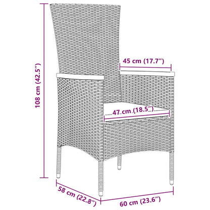 Garten Essgruppe mit Kissen 5 pcs Grau Poly Rattan