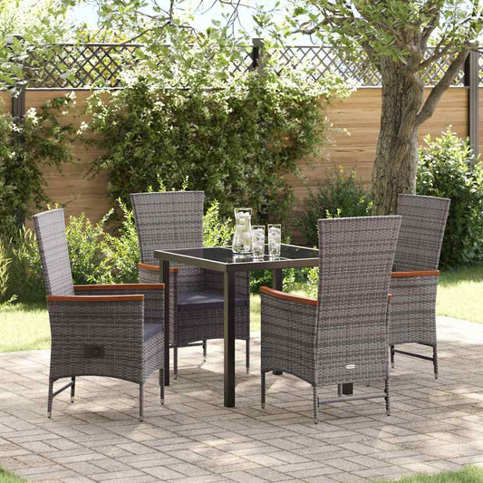 Garten Essgruppe mit Kissen 5 pcs Grau Poly Rattan
