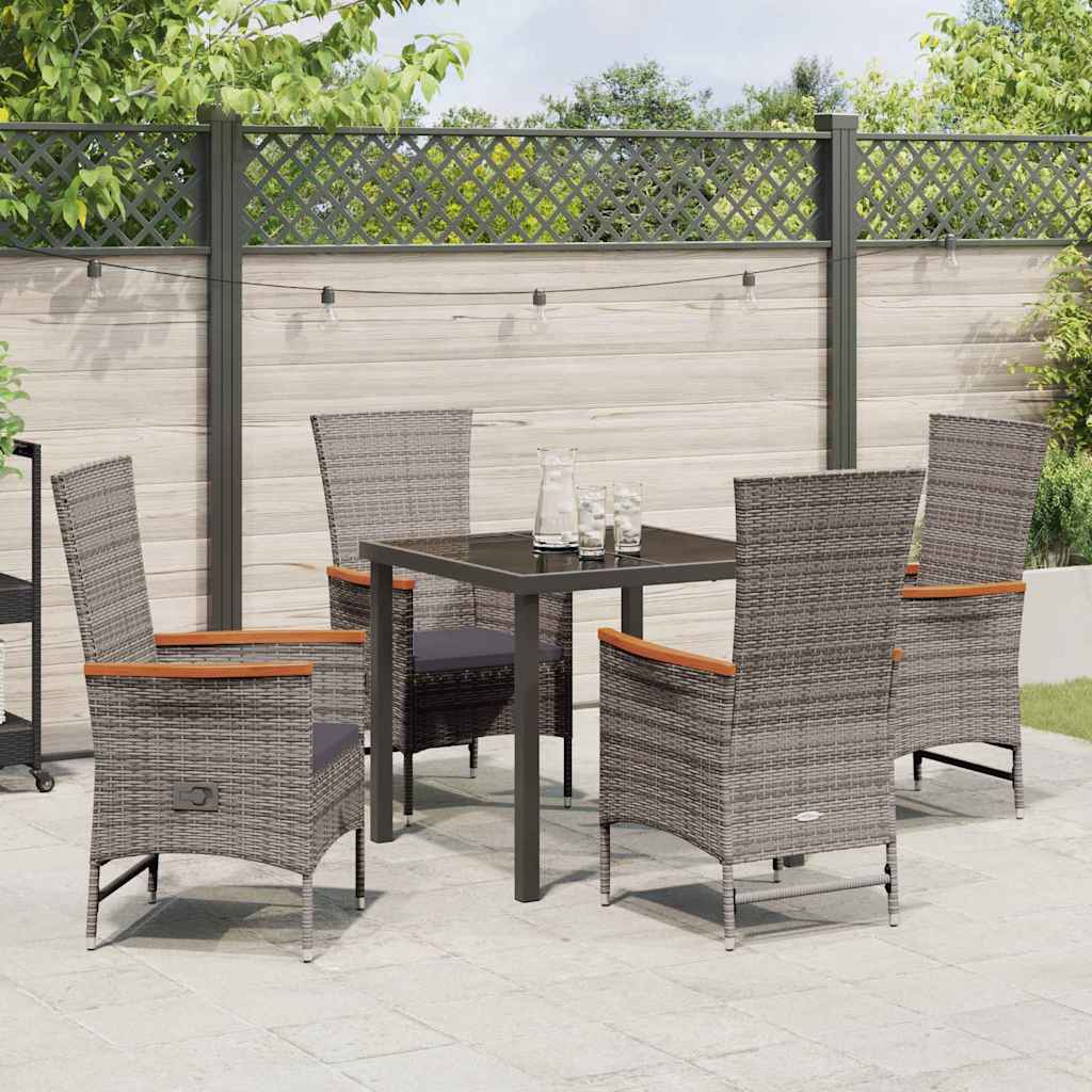 Garten Essgruppe mit Kissen 5 pcs Grau Poly Rattan
