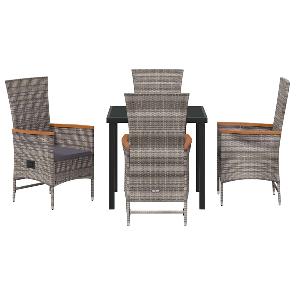 Garten Essgruppe mit Kissen 5 pcs Grau Poly Rattan