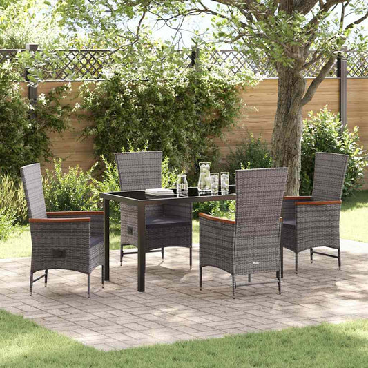Garten Essgruppe mit Kissen 5 pcs Grau Poly Rattan