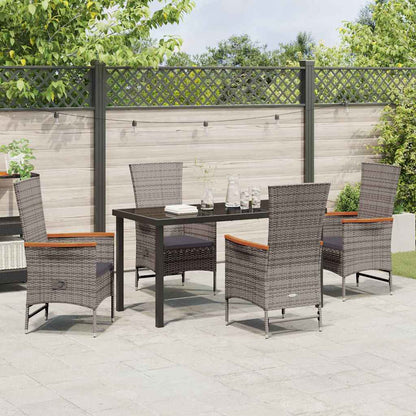 Garten Essgruppe mit Kissen 5 pcs Grau Poly Rattan