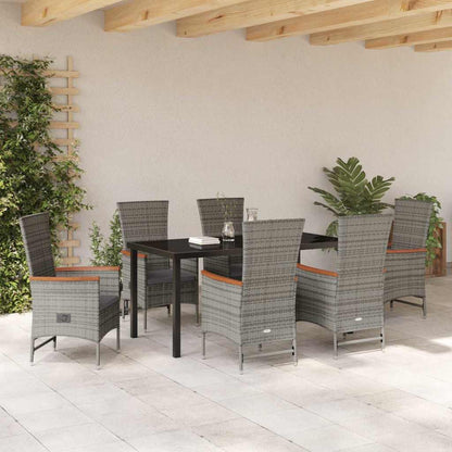Garten Essgruppe mit Kissen 7 pcs Grau Poly Rattan