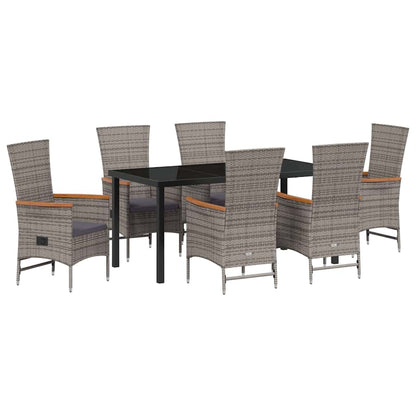 Garten Essgruppe mit Kissen 7 pcs Grau Poly Rattan