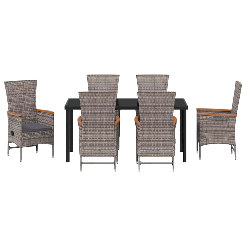 Garten Essgruppe mit Kissen 7 pcs Grau Poly Rattan