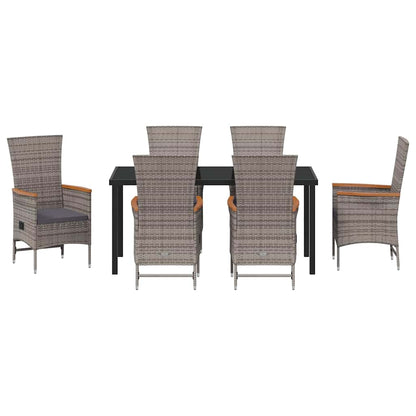 Garten Essgruppe mit Kissen 7 pcs Grau Poly Rattan