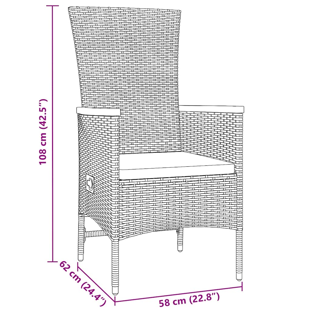 Garten Essgruppe mit Kissen 7 pcs Grau Poly Rattan