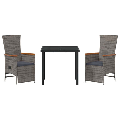 Garten Essgruppe mit Kissen 3 pcs Grau Poly Rattan