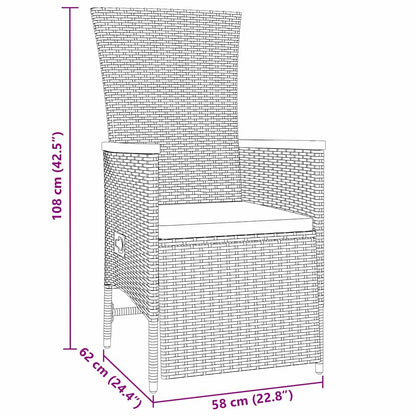 Garten Essgruppe mit Kissen 3 pcs Grau Poly Rattan