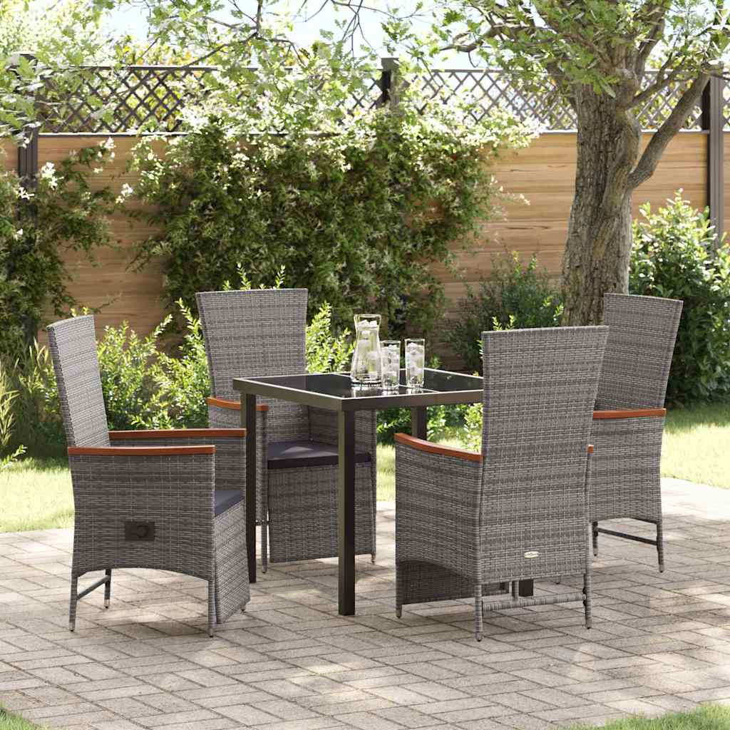 Garten Essgruppe mit Kissen 5 pcs Grau Poly Rattan