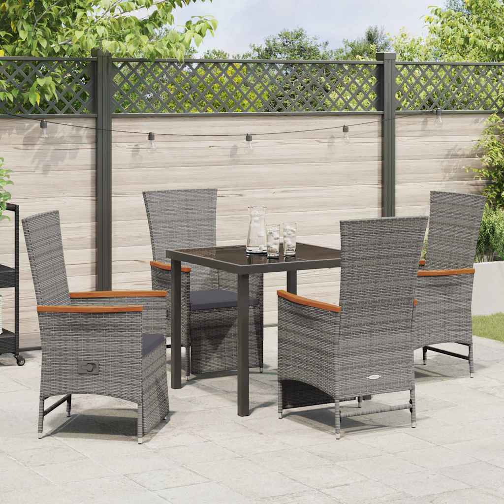 Garten Essgruppe mit Kissen 5 pcs Grau Poly Rattan