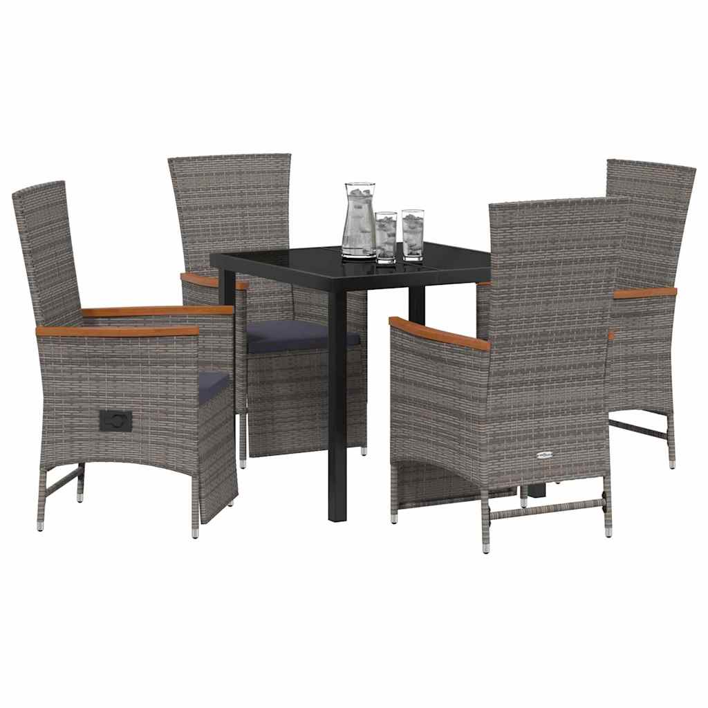 Garten Essgruppe mit Kissen 5 pcs Grau Poly Rattan