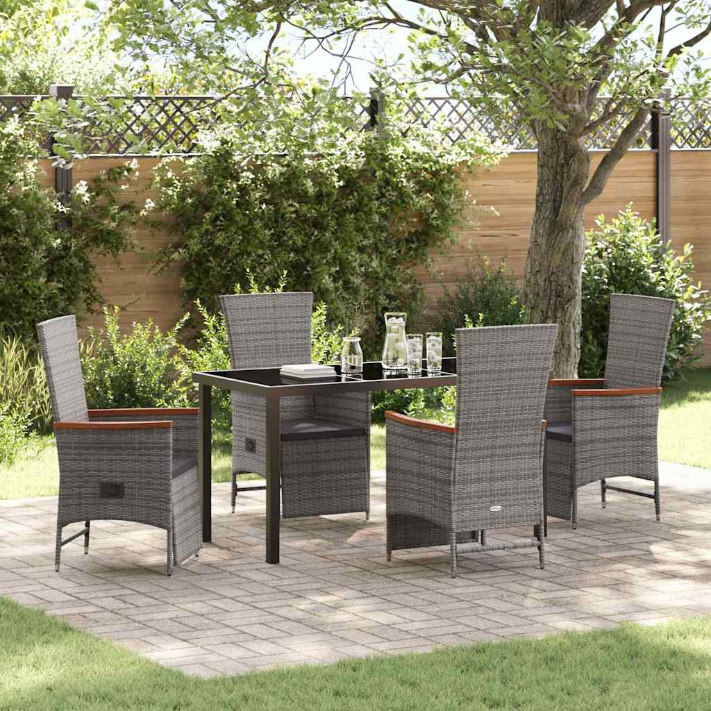 Garten Essgruppe mit Kissen 5 pcs Grau Poly Rattan