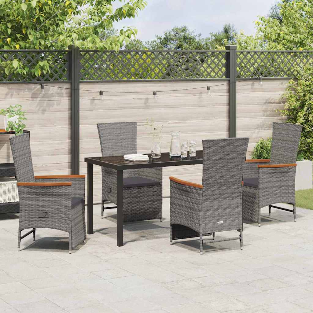 Garten Essgruppe mit Kissen 5 pcs Grau Poly Rattan