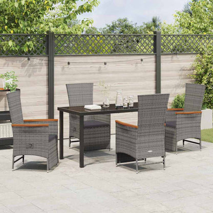 Garten Essgruppe mit Kissen 5 pcs Grau Poly Rattan
