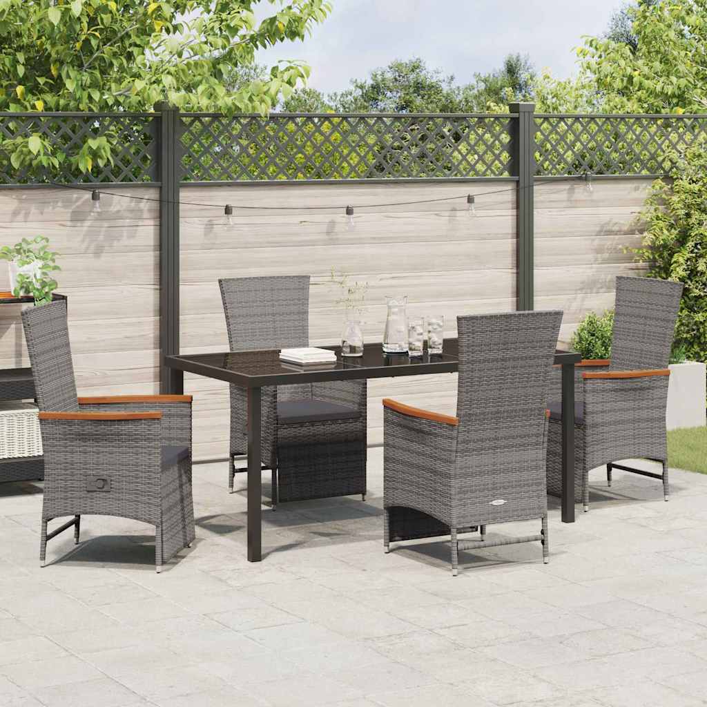 Garten Essgruppe mit Kissen 5 pcs Grau Poly Rattan