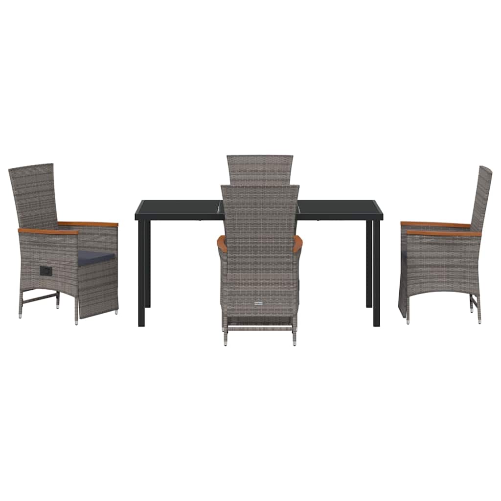 Garten Essgruppe mit Kissen 5 pcs Grau Poly Rattan