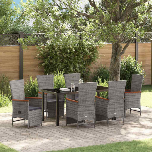 Garten Essgruppe mit Kissen 7 pcs Grau Poly Rattan