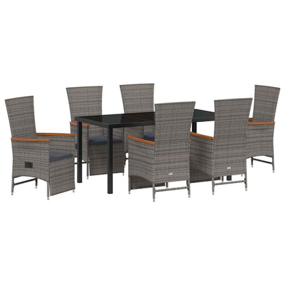 Garten Essgruppe mit Kissen 7 pcs Grau Poly Rattan