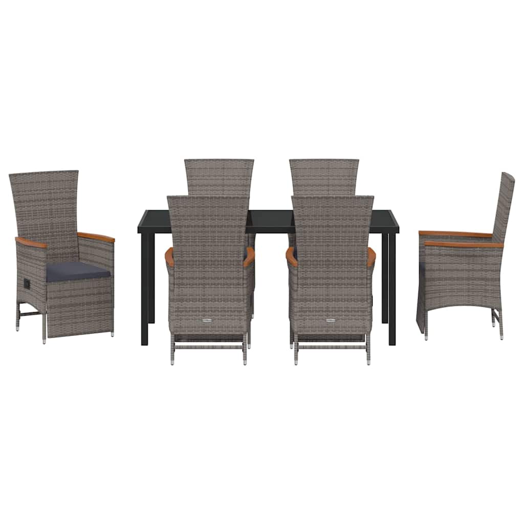 Garten Essgruppe mit Kissen 7 pcs Grau Poly Rattan