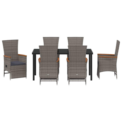 Garten Essgruppe mit Kissen 7 pcs Grau Poly Rattan