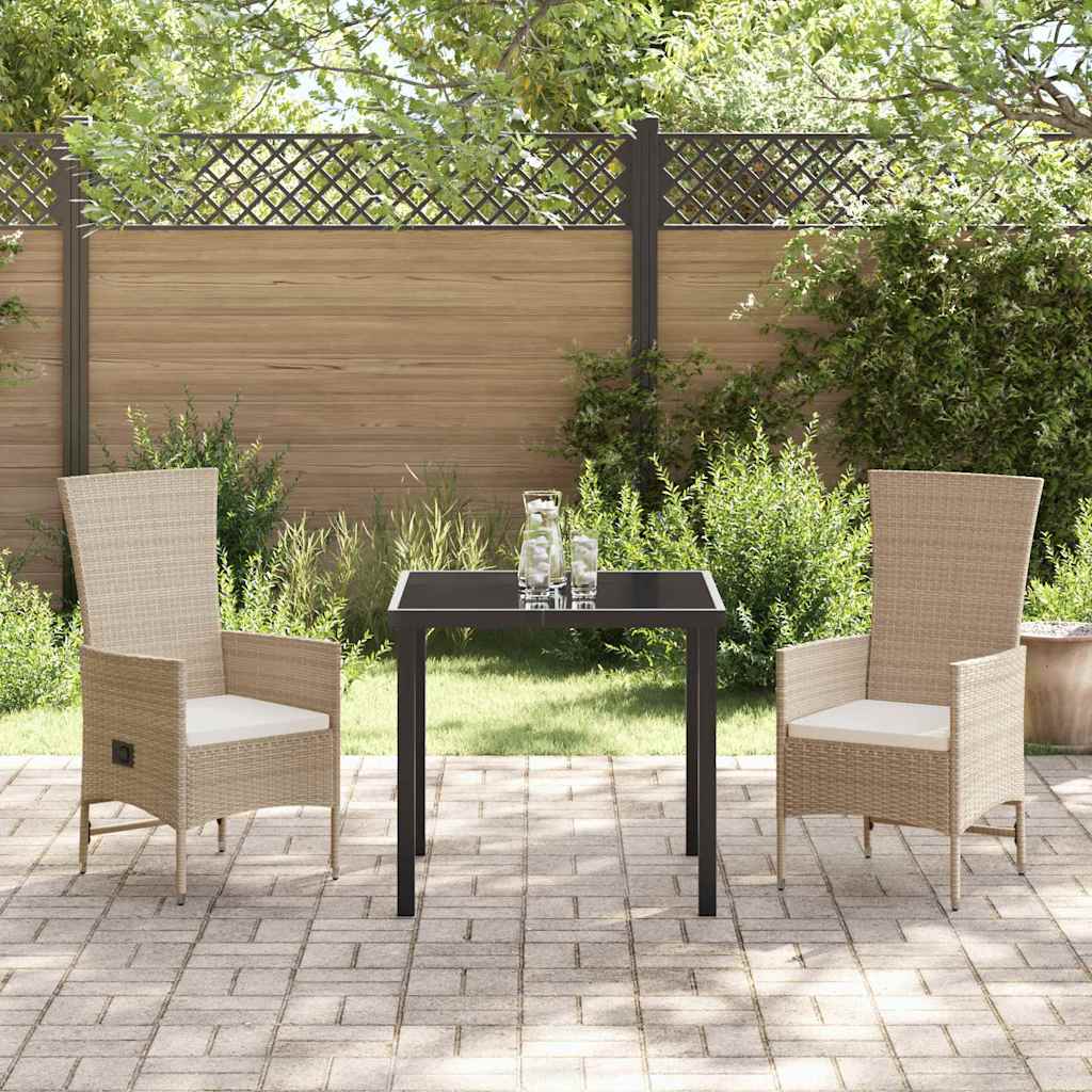 Garten Essgruppe mit Kissen 3 pcs Beige Poly-Rattan