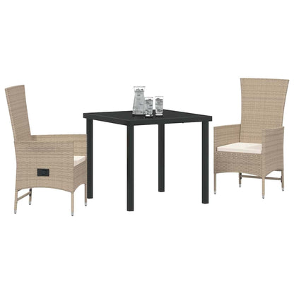 Garten Essgruppe mit Kissen 3 pcs Beige Poly-Rattan