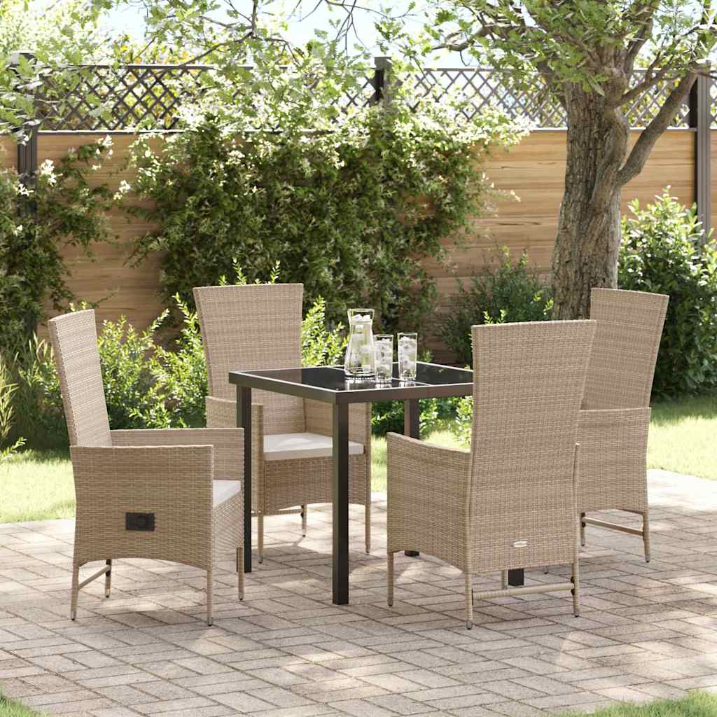 Garten Essgruppe mit Kissen 5 pcs Beige Poly-Rattan