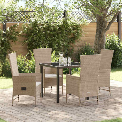Garten Essgruppe mit Kissen 5 pcs Beige Poly-Rattan