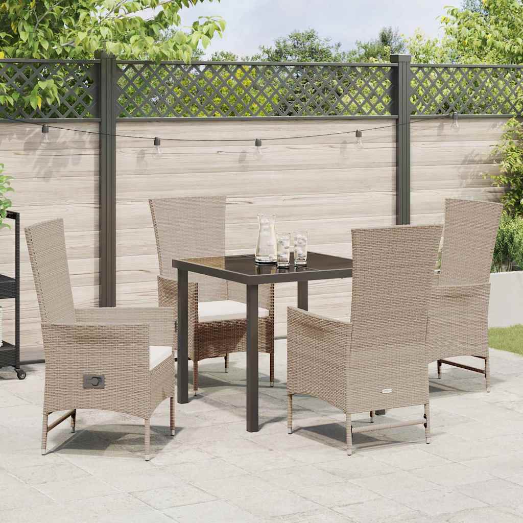 Garten Essgruppe mit Kissen 5 pcs Beige Poly-Rattan