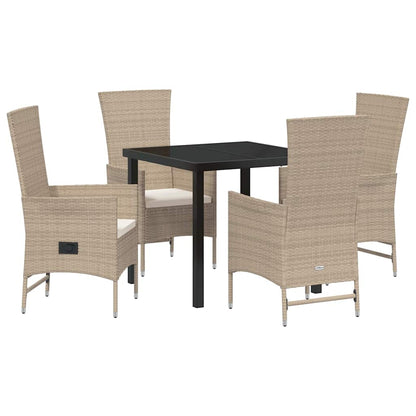 Garten Essgruppe mit Kissen 5 pcs Beige Poly-Rattan