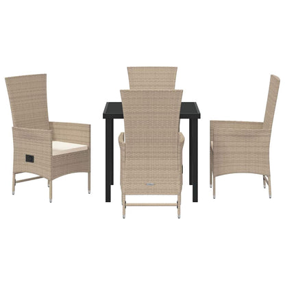 Garten Essgruppe mit Kissen 5 pcs Beige Poly-Rattan