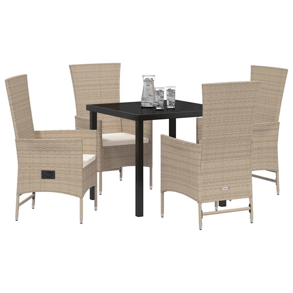 Garten Essgruppe mit Kissen 5 pcs Beige Poly-Rattan