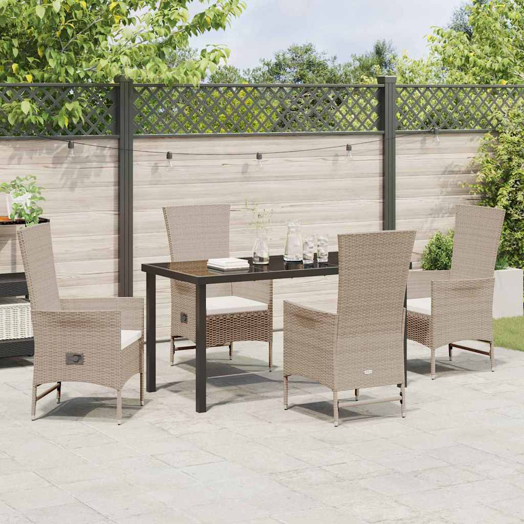 Garten Essgruppe mit Kissen 5 pcs Beige Poly-Rattan