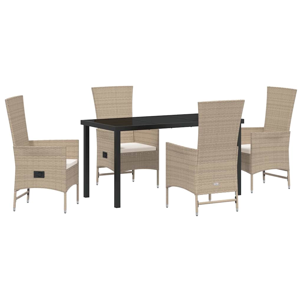 Garten Essgruppe mit Kissen 5 pcs Beige Poly-Rattan