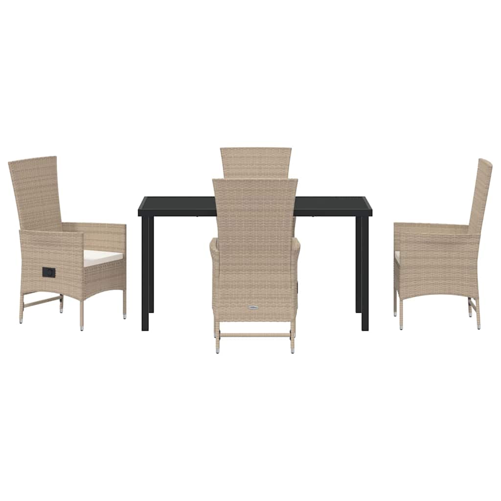 Garten Essgruppe mit Kissen 5 pcs Beige Poly-Rattan