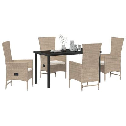 Garten Essgruppe mit Kissen 5 pcs Beige Poly-Rattan
