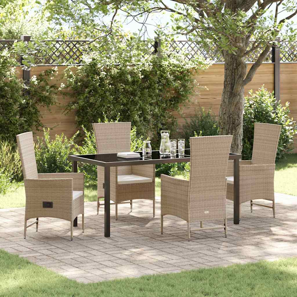 Garten Essgruppe mit Kissen 5 pcs Beige Poly-Rattan