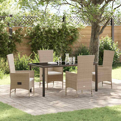 Garten Essgruppe mit Kissen 5 pcs Beige Poly-Rattan
