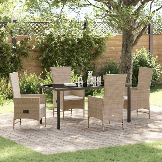 Garten Essgruppe mit Kissen 5 pcs Beige Poly-Rattan