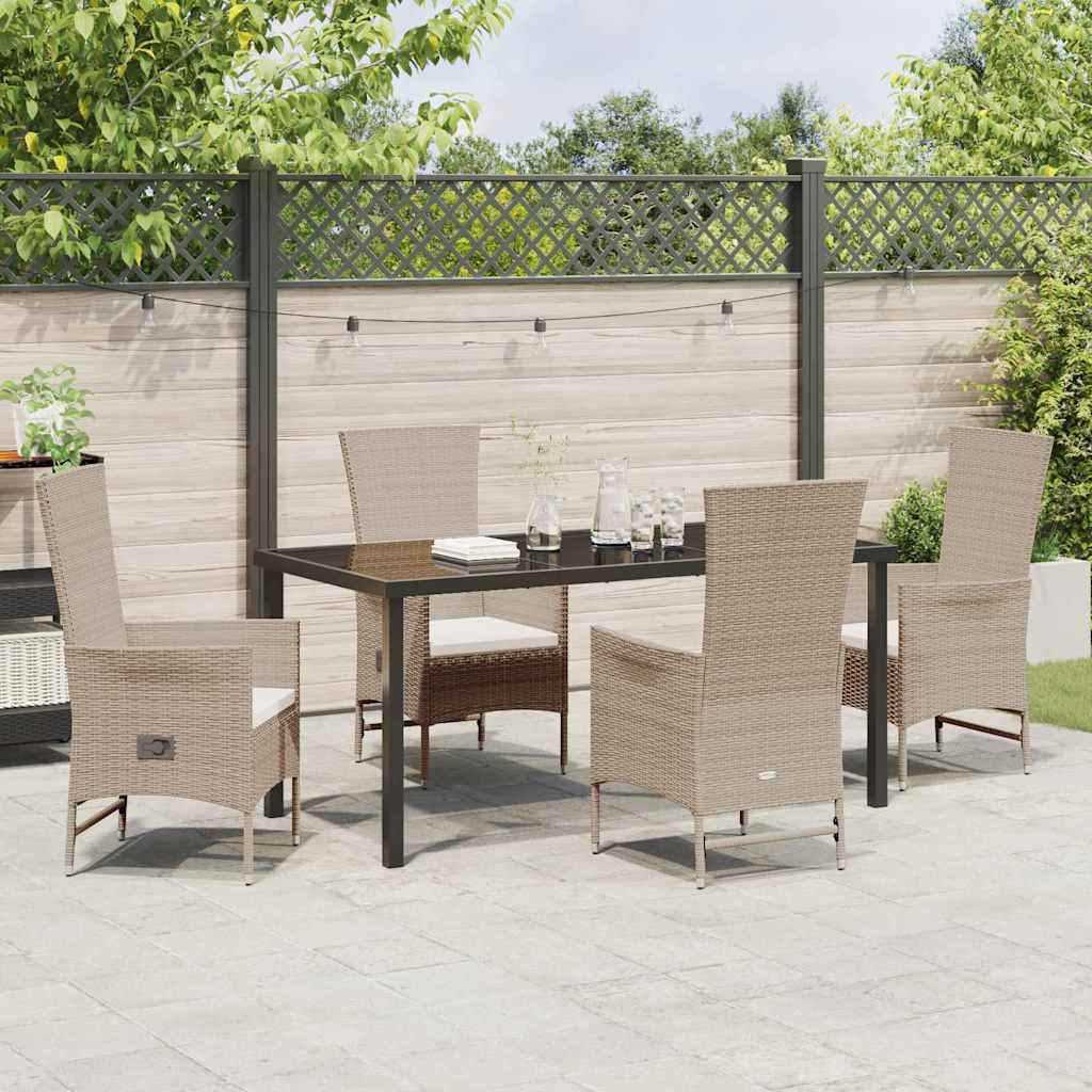 Garten Essgruppe mit Kissen 5 pcs Beige Poly-Rattan