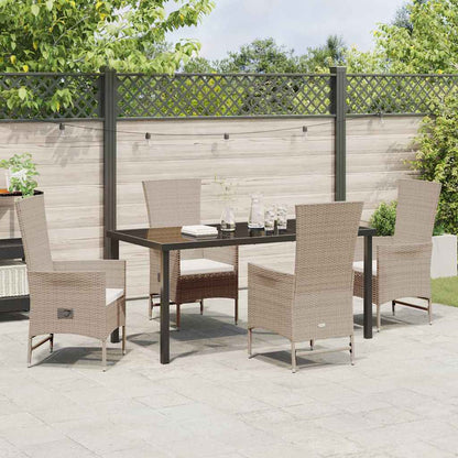Garten Essgruppe mit Kissen 5 pcs Beige Poly-Rattan