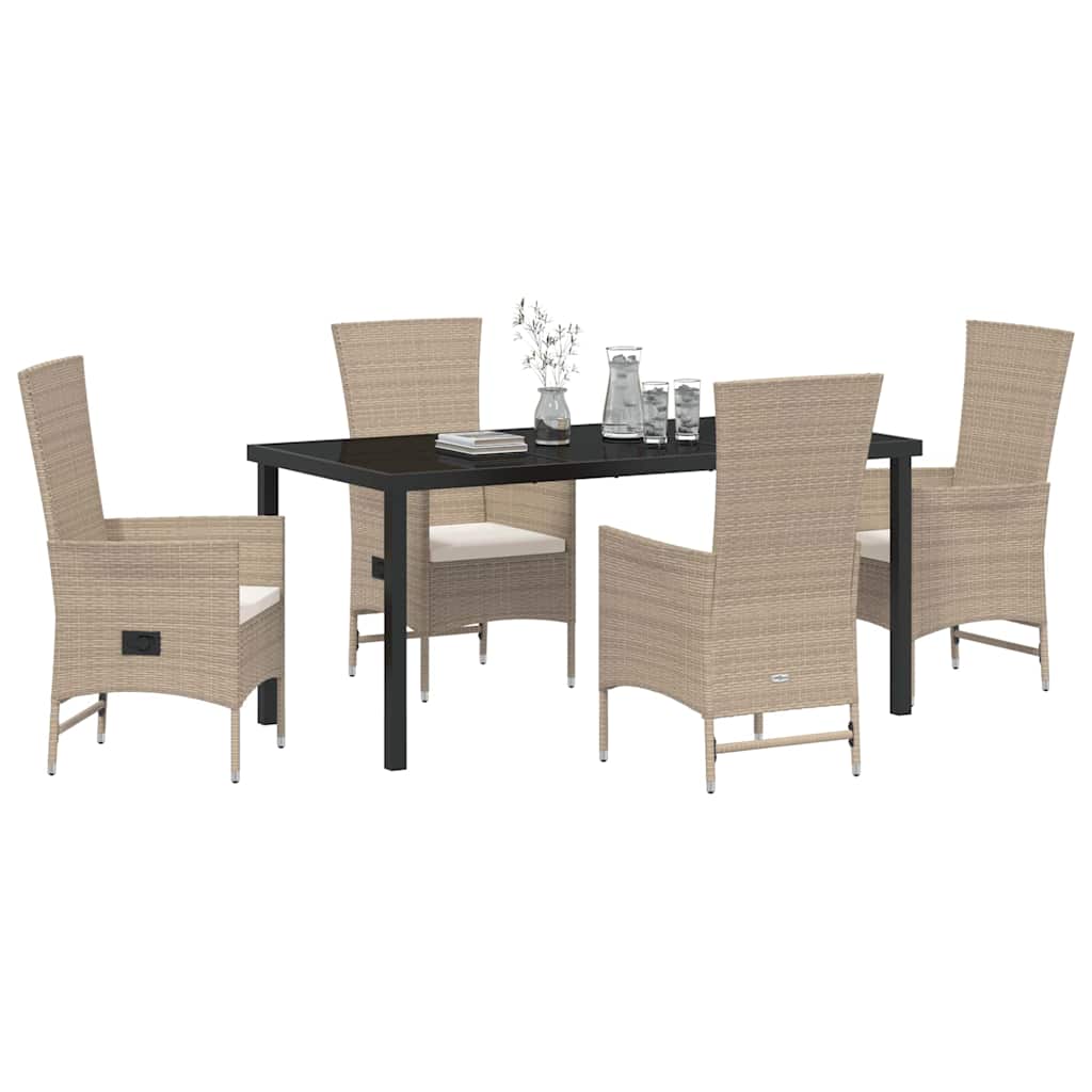 Garten Essgruppe mit Kissen 5 pcs Beige Poly-Rattan