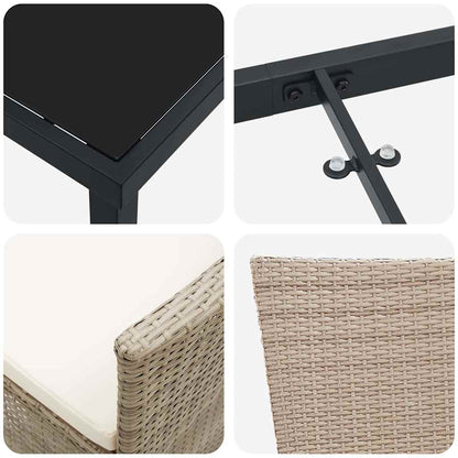 Garten Essgruppe mit Kissen 7 pcs Beige Poly-Rattan